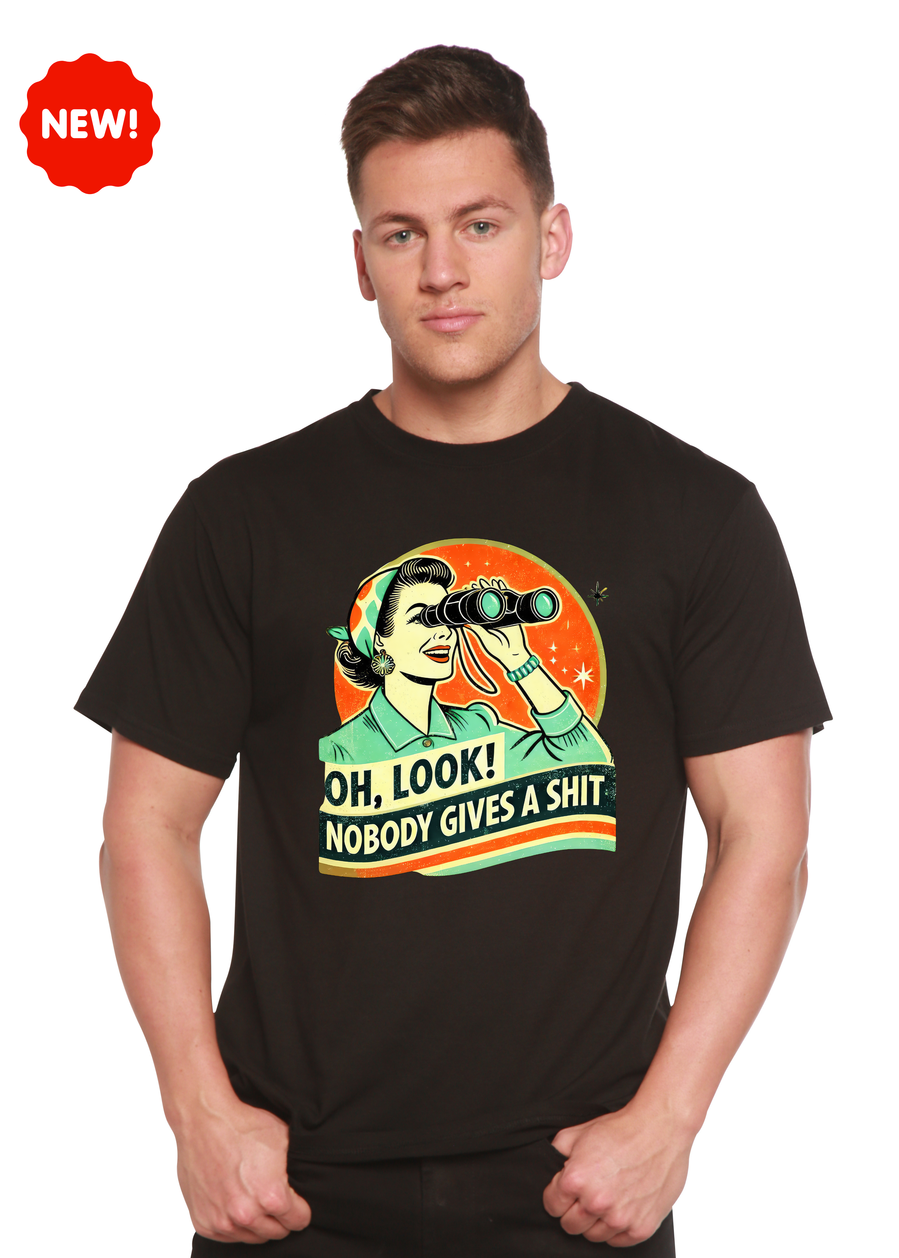 Camiseta gráfica unisex divertida Retro Mujer de bambú/algodón