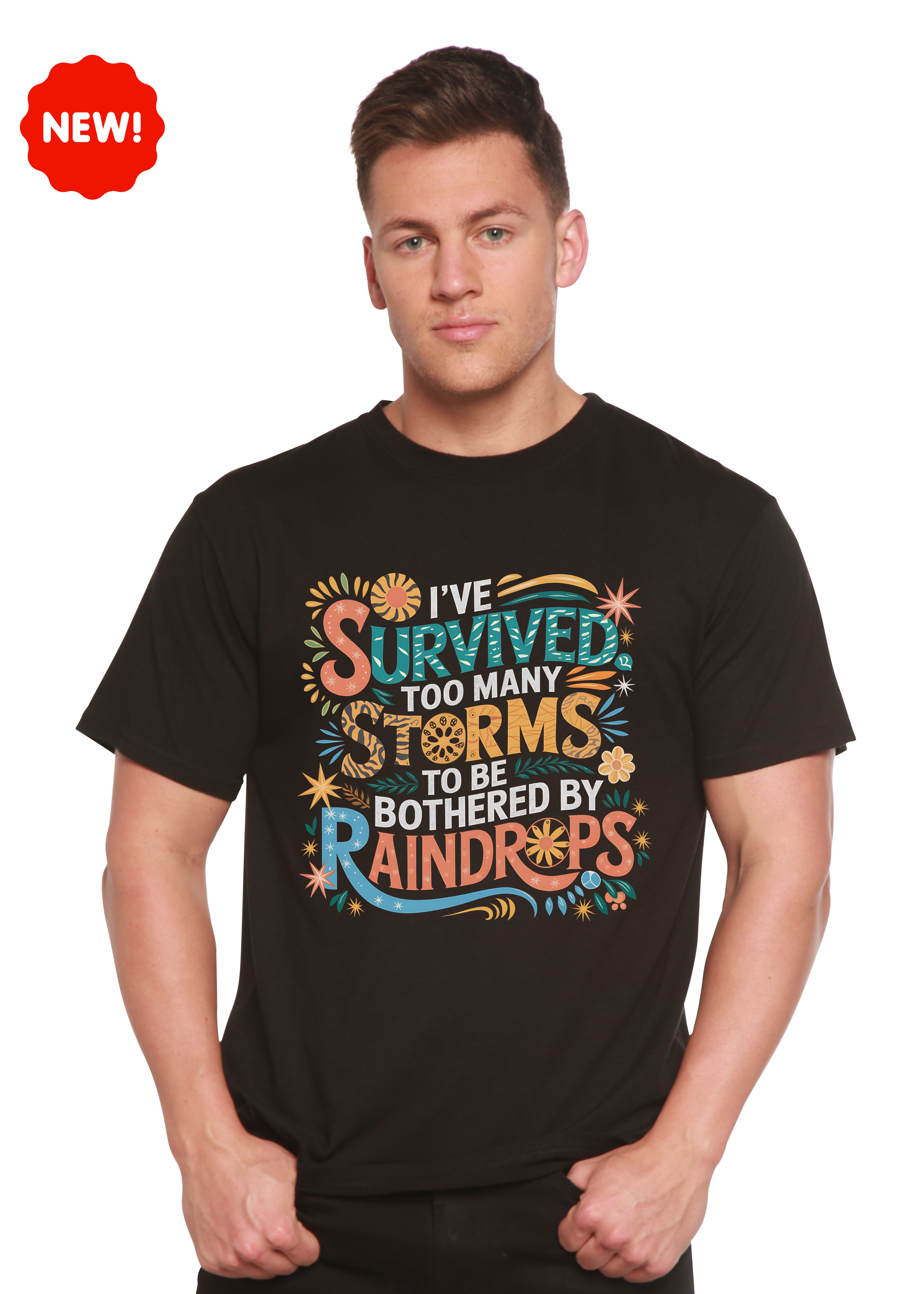 Camiseta gráfica unisex de bambú/algodón "He sobrevivido demasiadas tormentas como para ser solo"