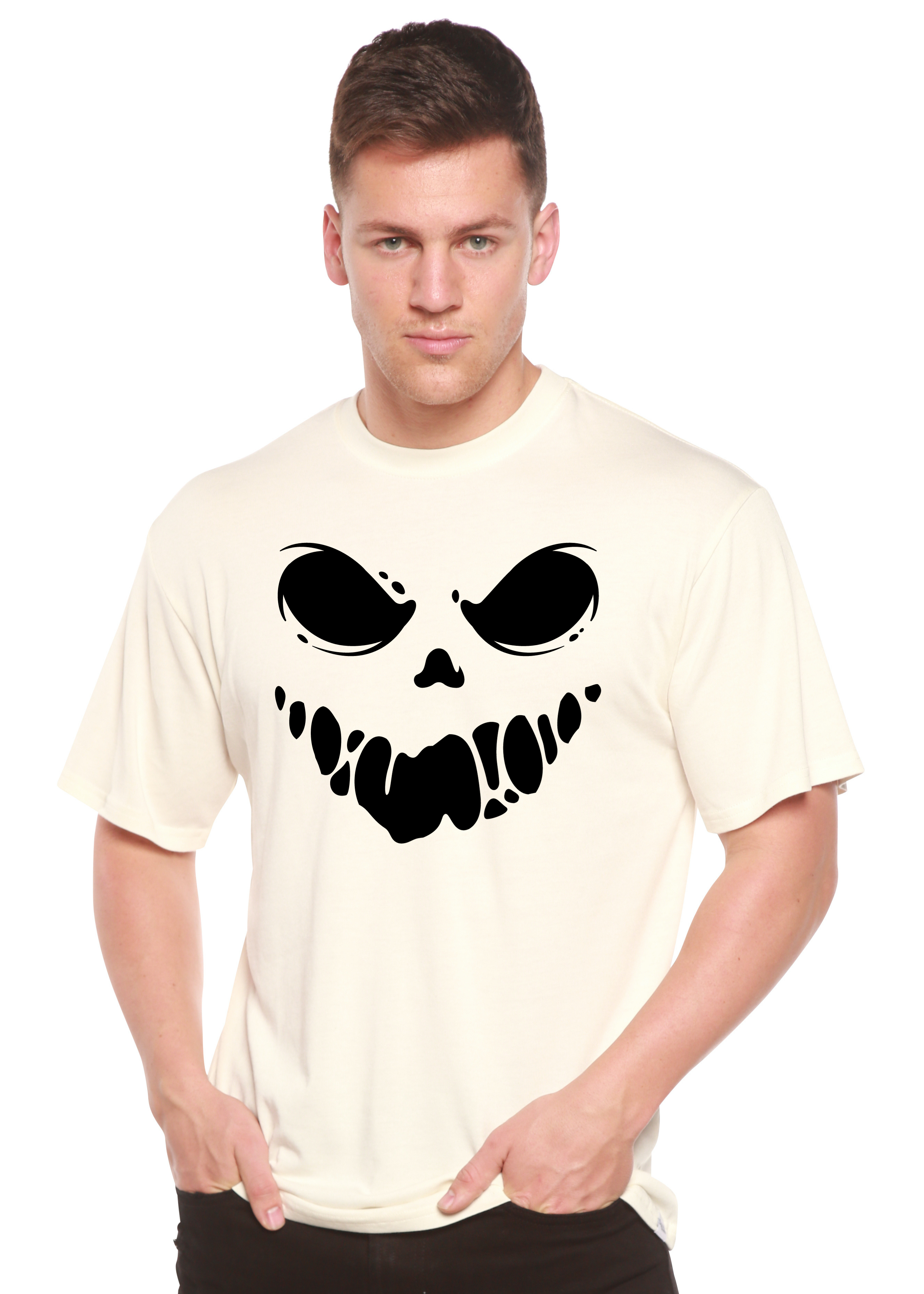 Camiseta gráfica de manga corta de bambú-viscosa/algodón orgánico "Halloween Boo" para hombre