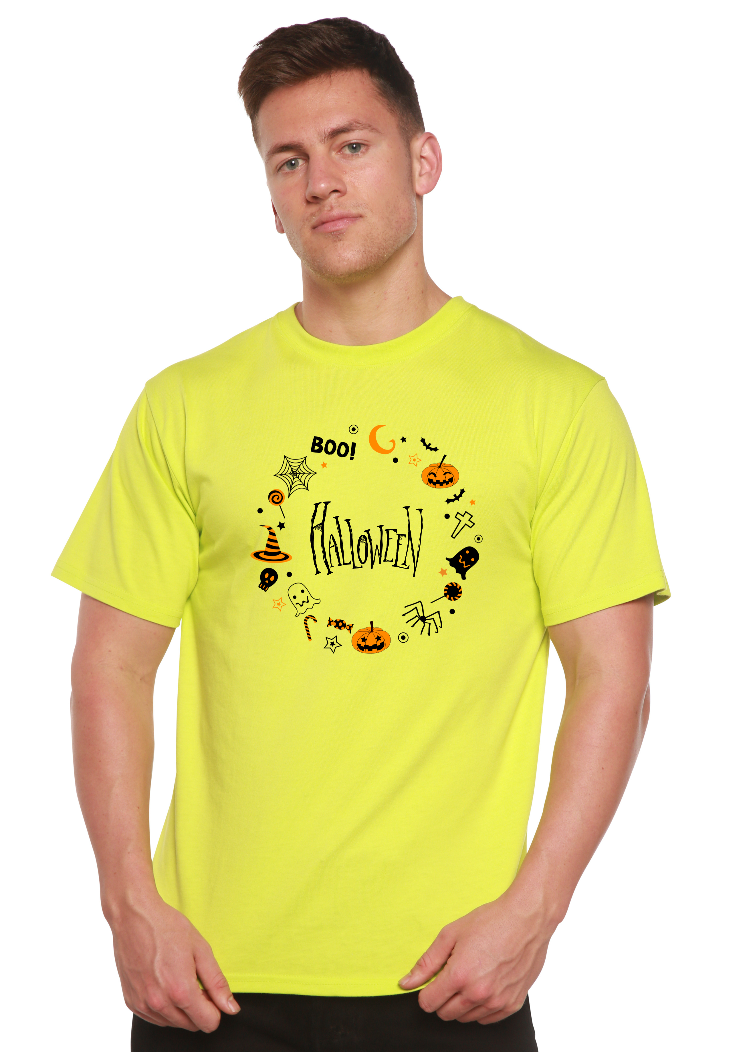 Camiseta gráfica de manga corta de bambú/algodón orgánico Bool Halloween para hombre