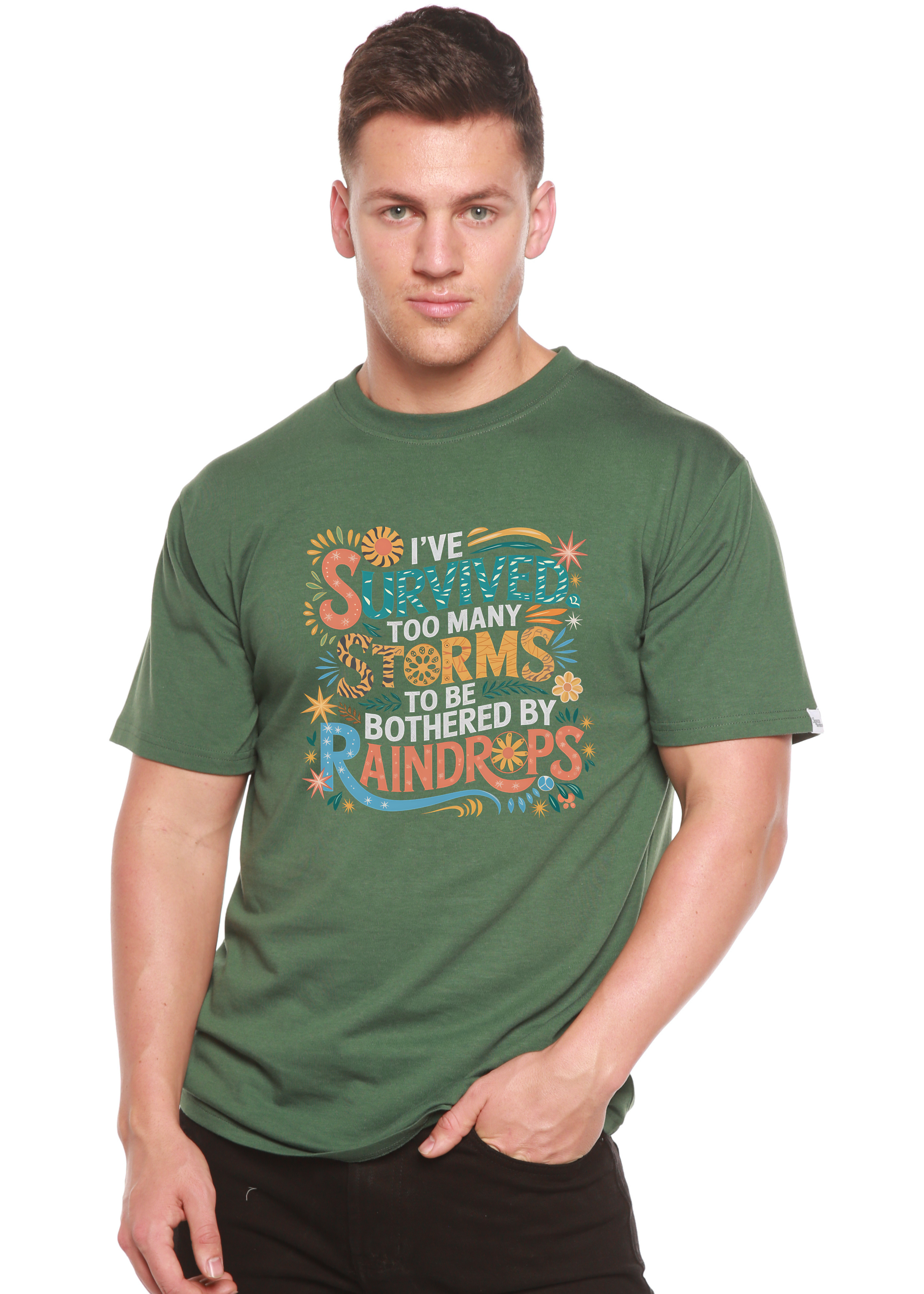 Camiseta gráfica unisex de bambú/algodón "He sobrevivido demasiadas tormentas como para ser solo"