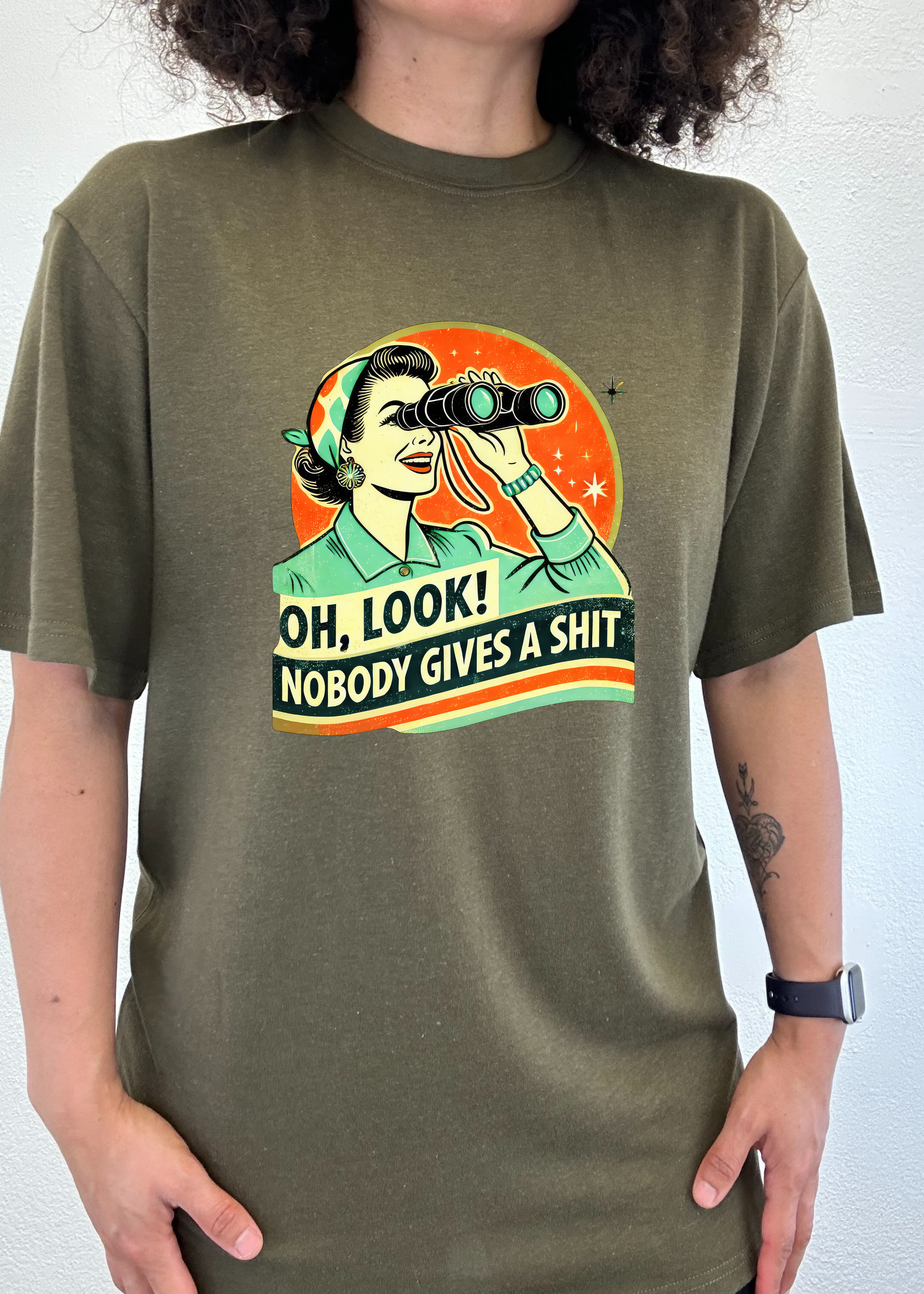 Camiseta gráfica unisex divertida Retro Mujer de bambú/algodón