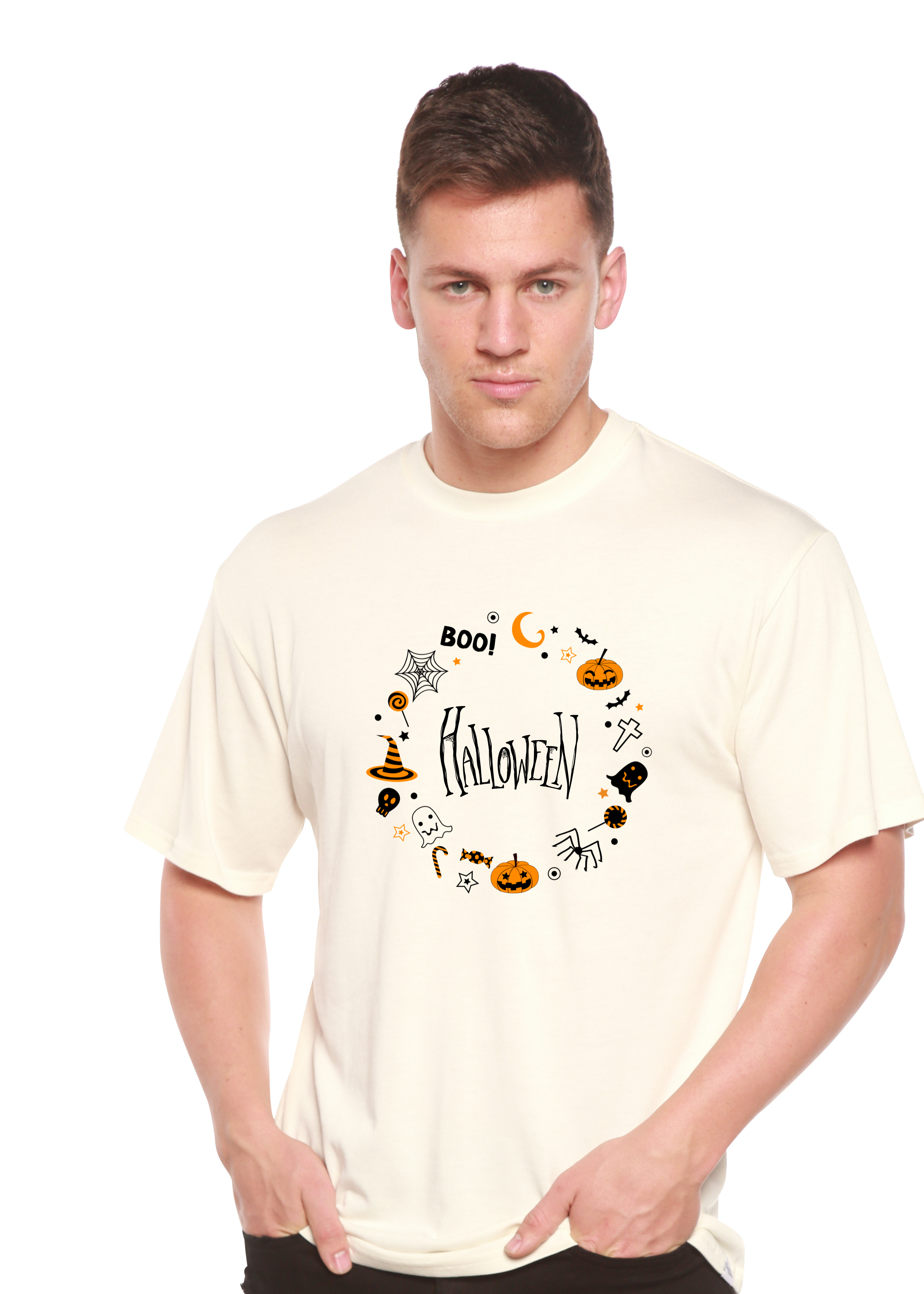Camiseta gráfica de manga corta de bambú/algodón orgánico Bool Halloween para hombre