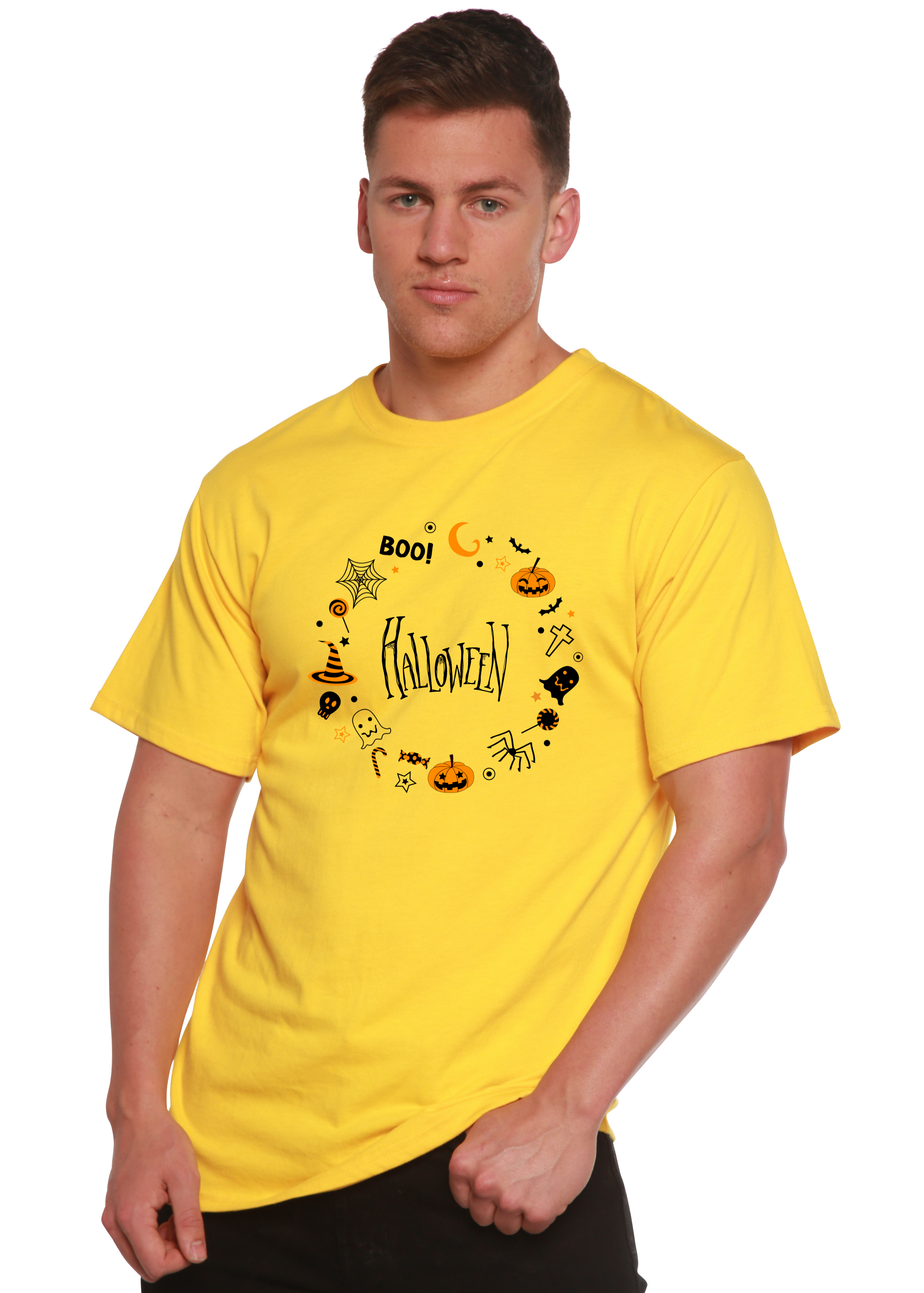 Camiseta gráfica de manga corta de bambú/algodón orgánico Bool Halloween para hombre