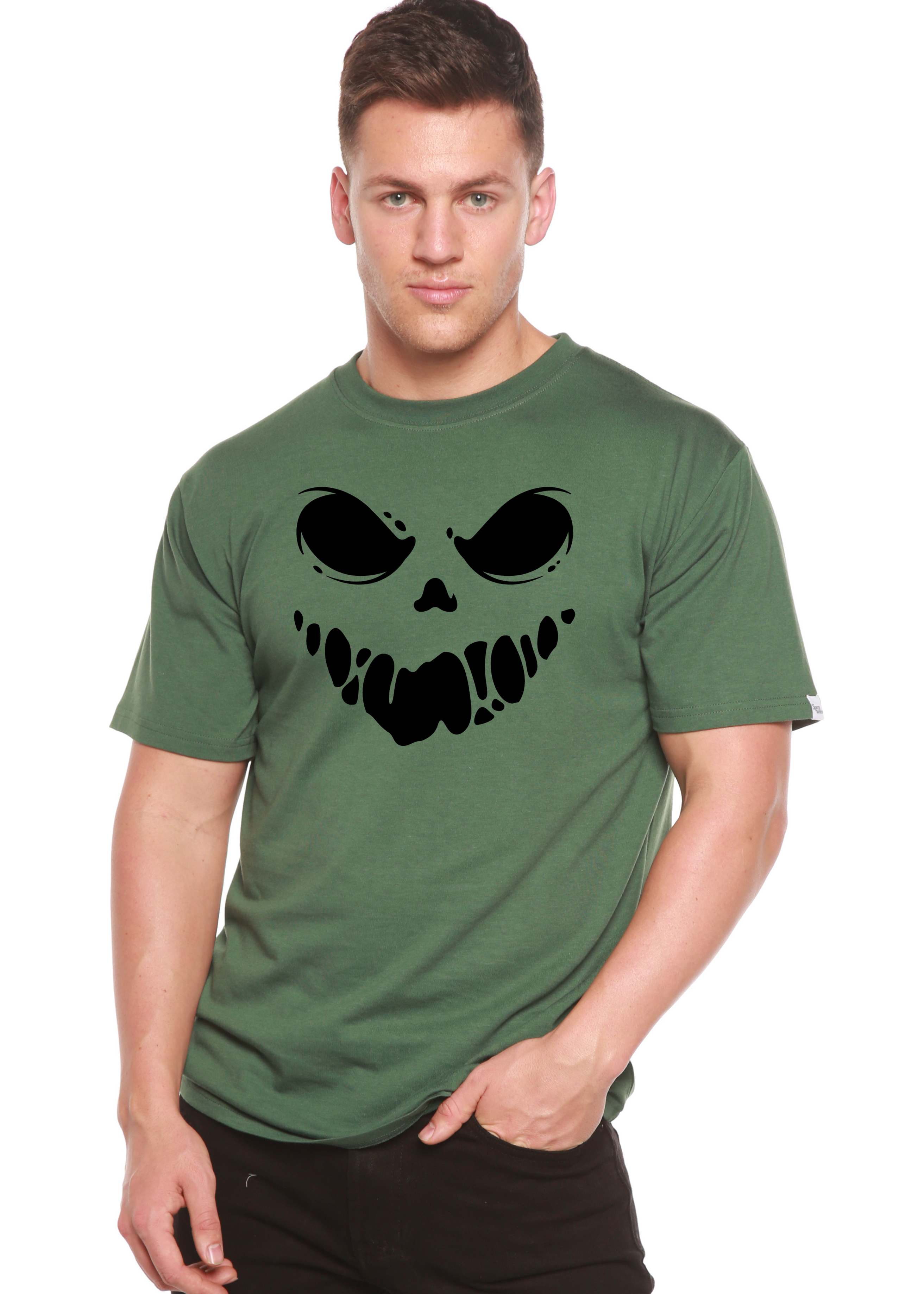 Camiseta gráfica de manga corta de bambú-viscosa/algodón orgánico "Halloween Boo" para hombre