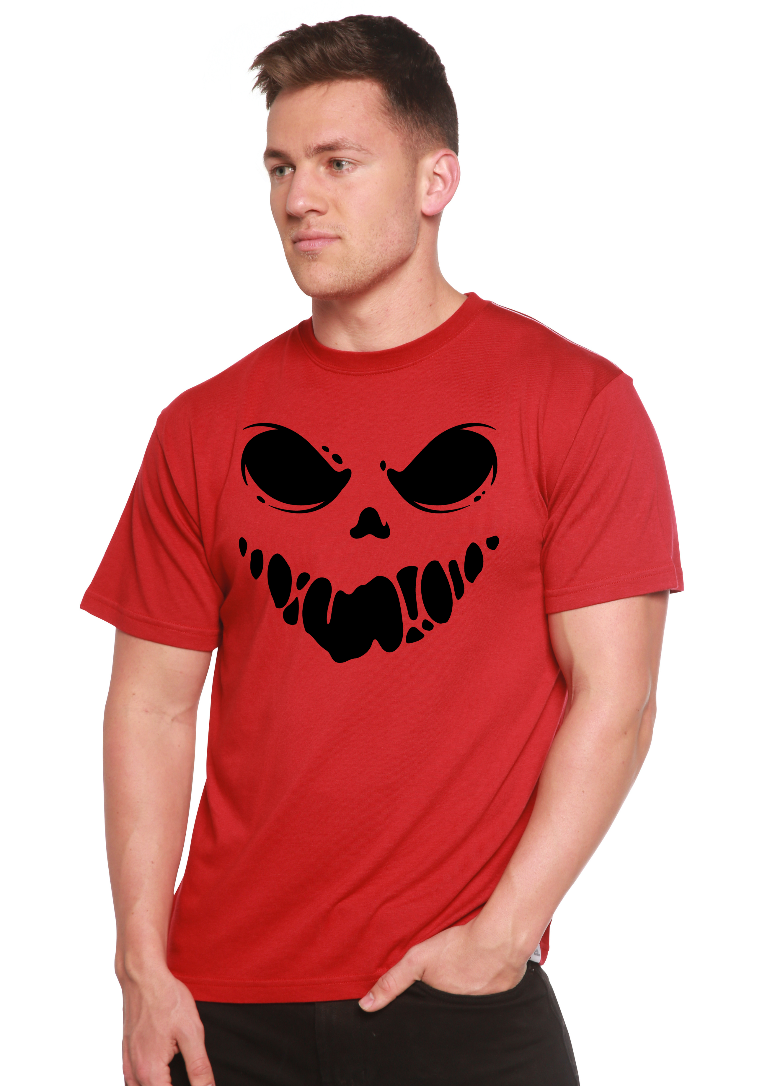 Camiseta gráfica de manga corta de bambú-viscosa/algodón orgánico "Halloween Boo" para hombre