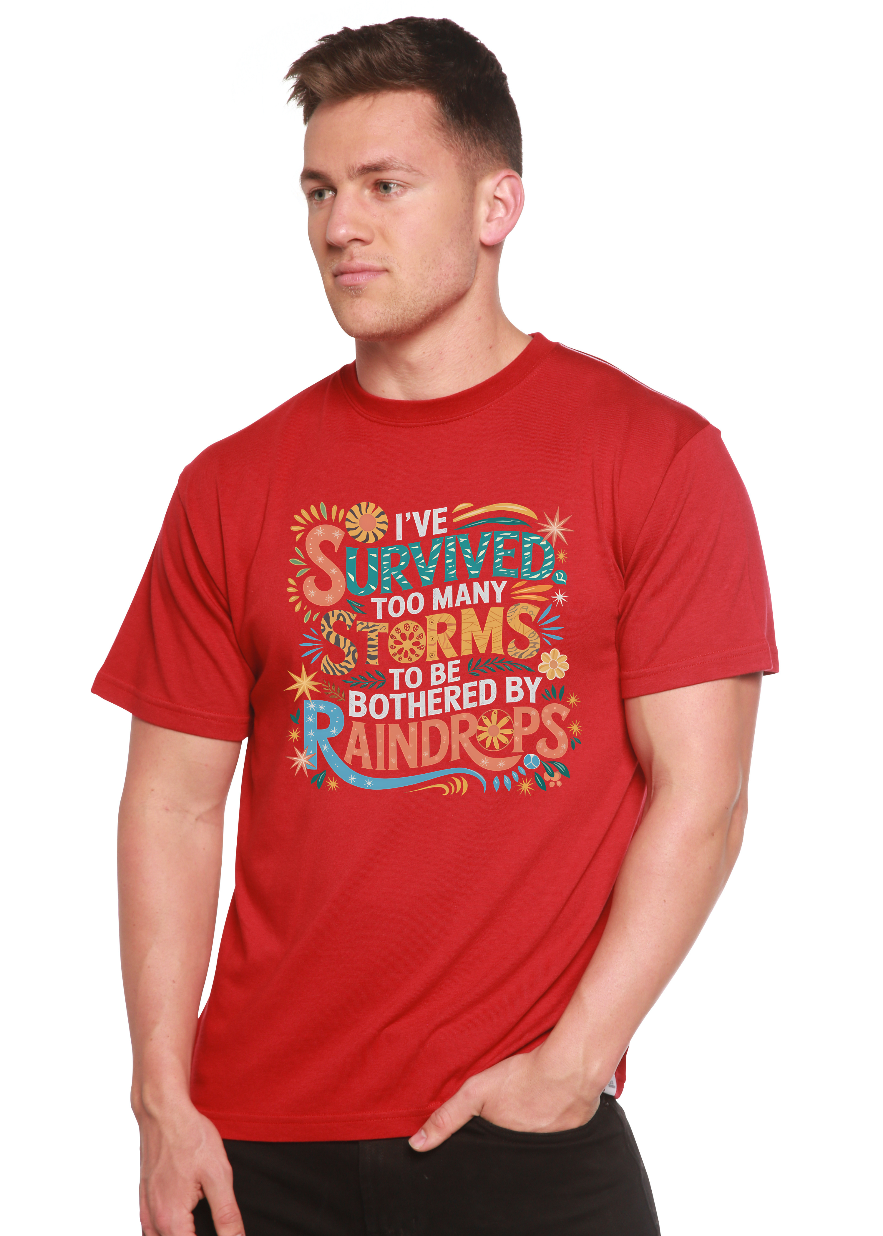 Camiseta gráfica unisex de bambú/algodón "He sobrevivido demasiadas tormentas como para ser solo"
