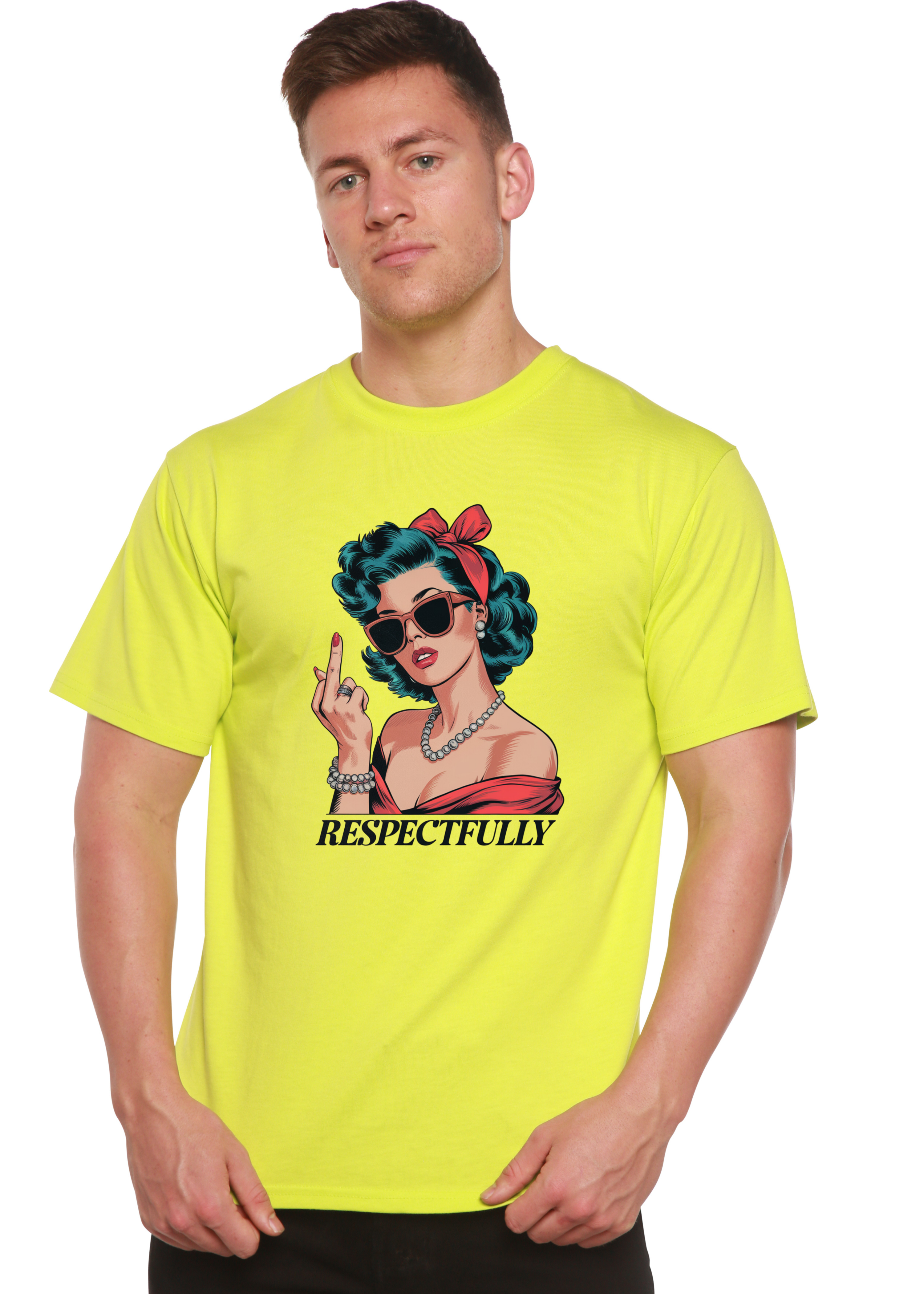 Camiseta gráfica unisex de bambú/algodón con "Respectfully Middle Finger"