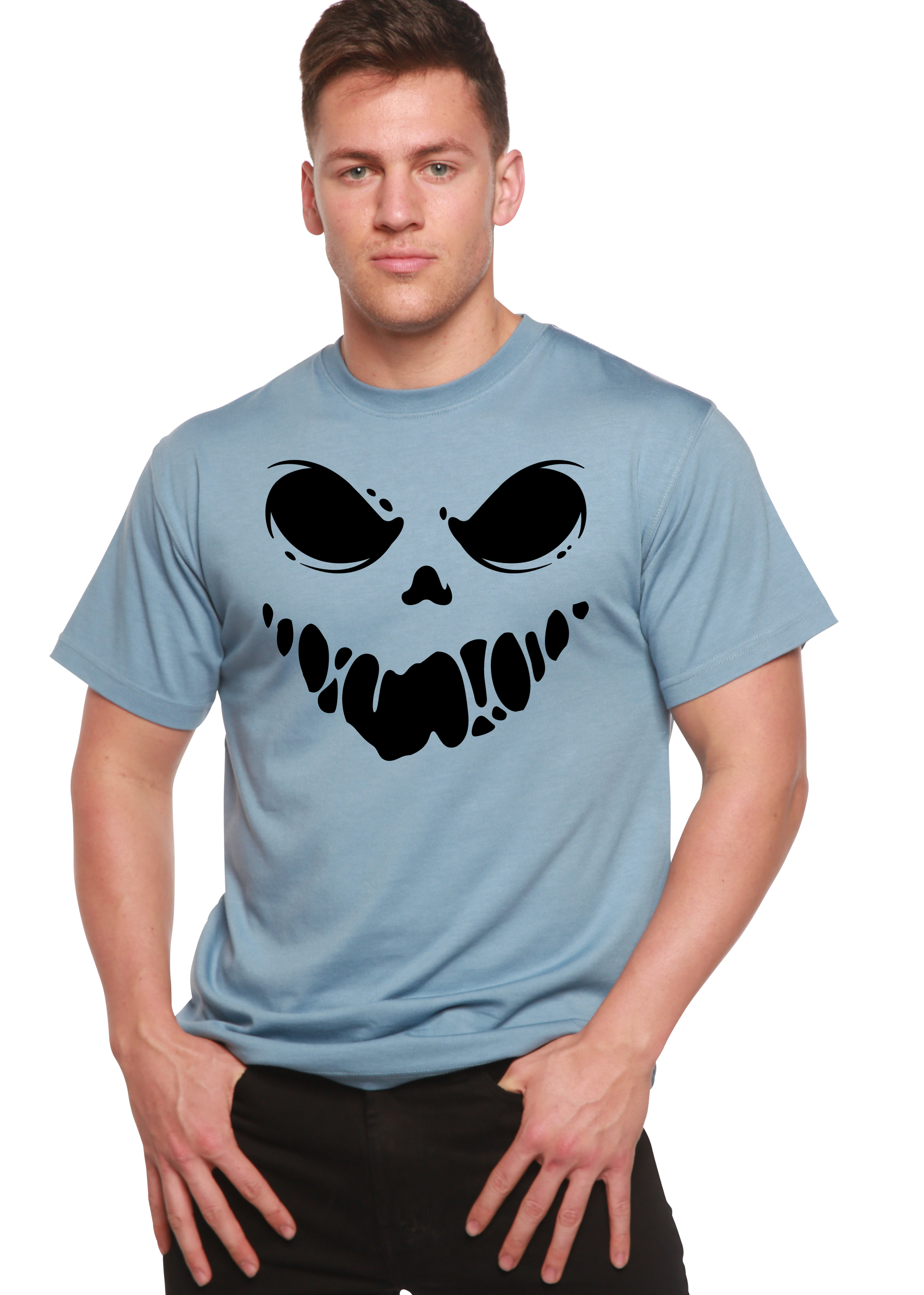 Camiseta gráfica de manga corta de bambú-viscosa/algodón orgánico "Halloween Boo" para hombre