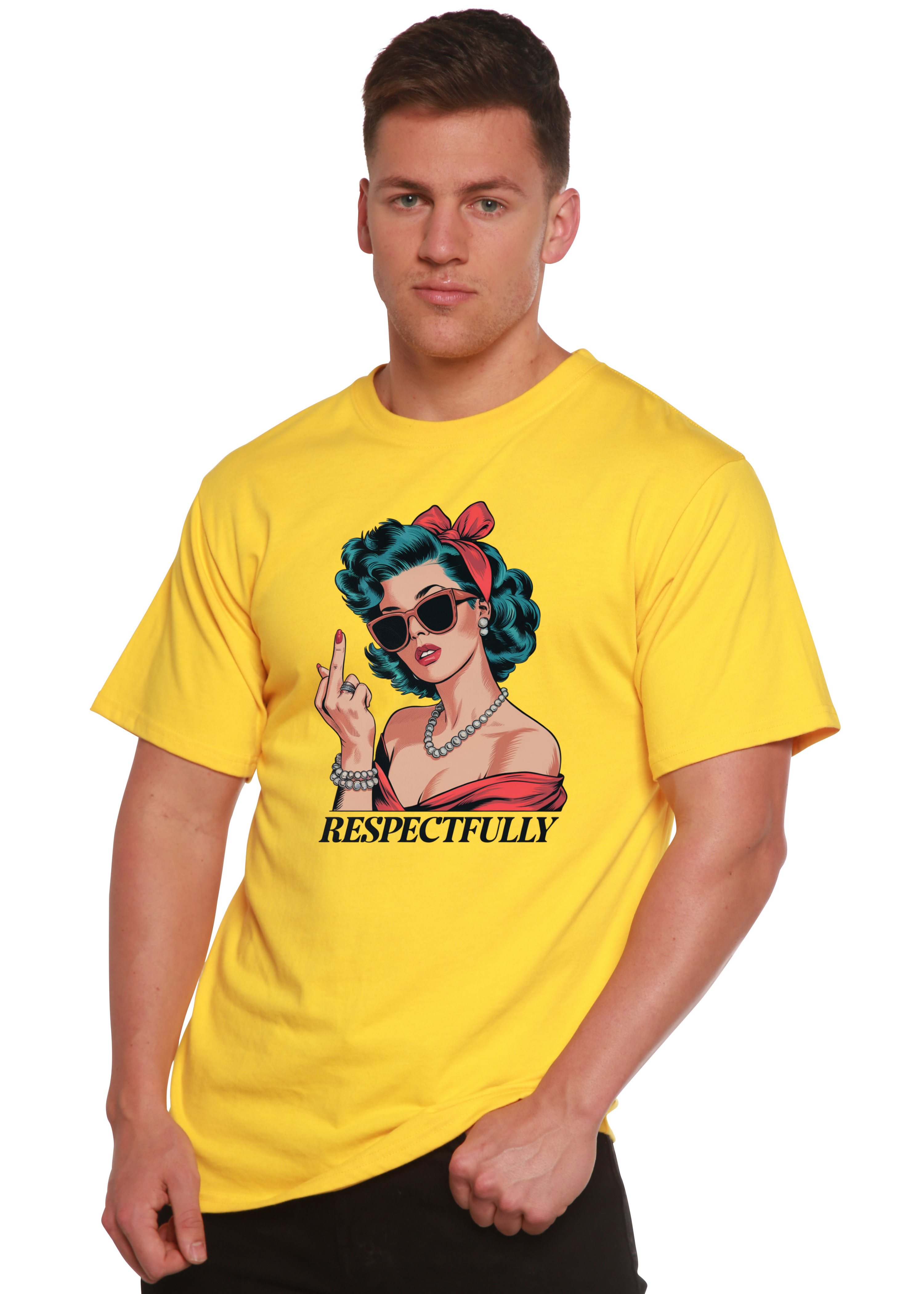 Camiseta gráfica unisex de bambú/algodón con "Respectfully Middle Finger"