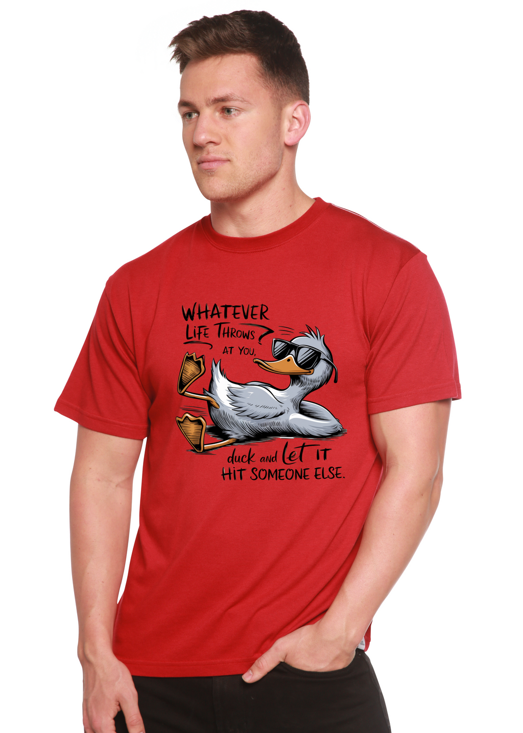 Camiseta gráfica unisex divertida de bambú/algodón "Lo que te depare la vida"