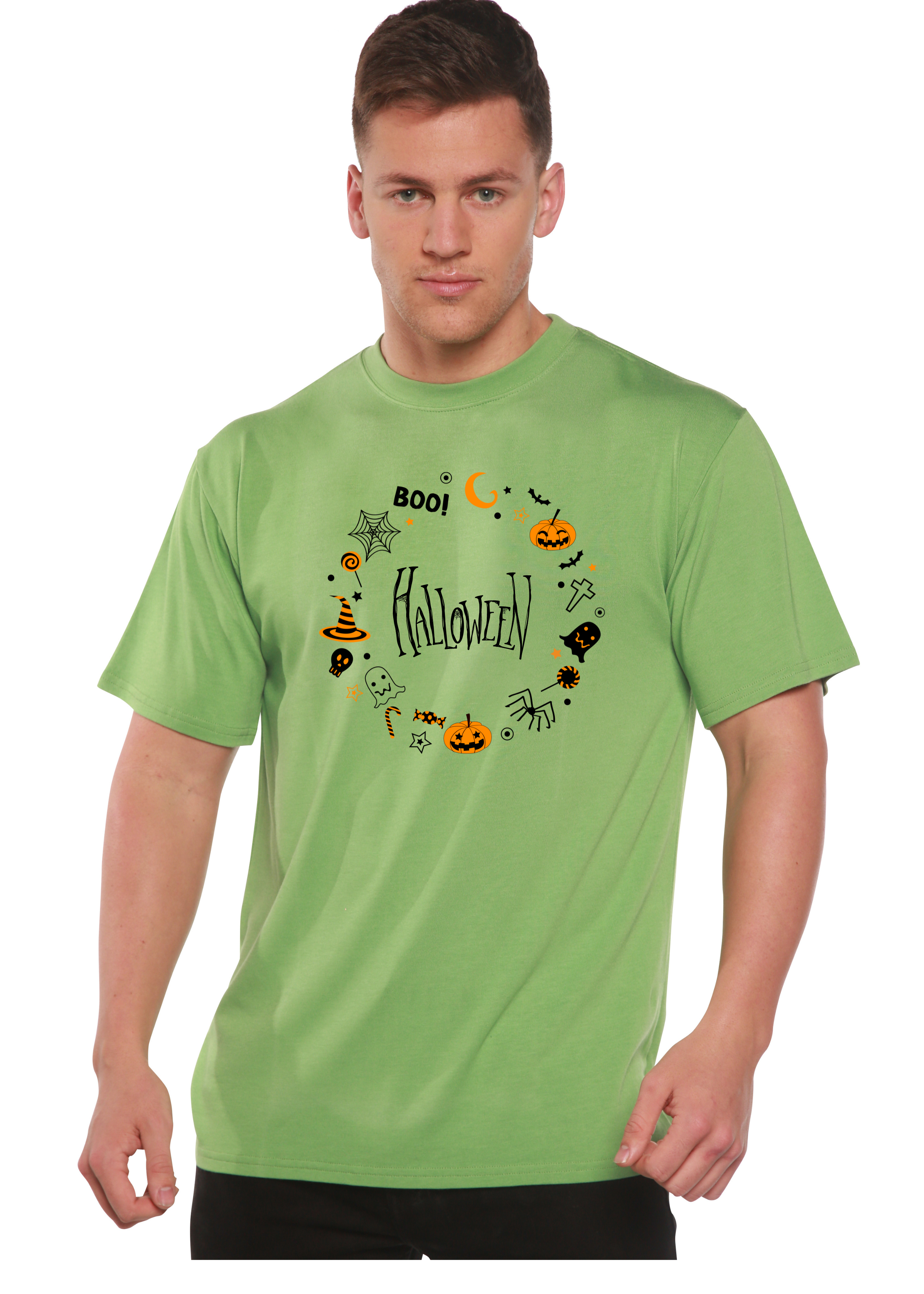 Camiseta gráfica de manga corta de bambú/algodón orgánico Bool Halloween para hombre