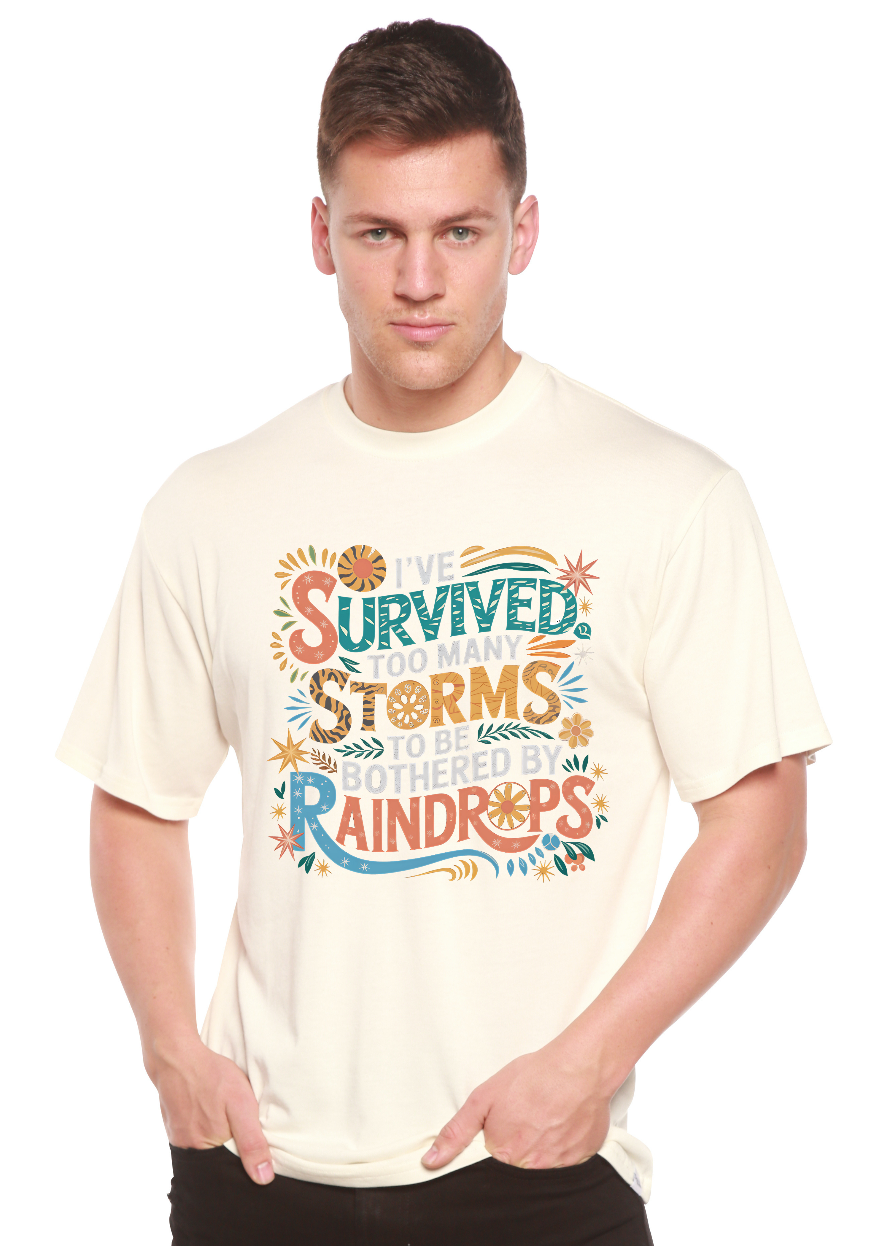 Camiseta gráfica unisex de bambú/algodón "He sobrevivido demasiadas tormentas como para ser solo"