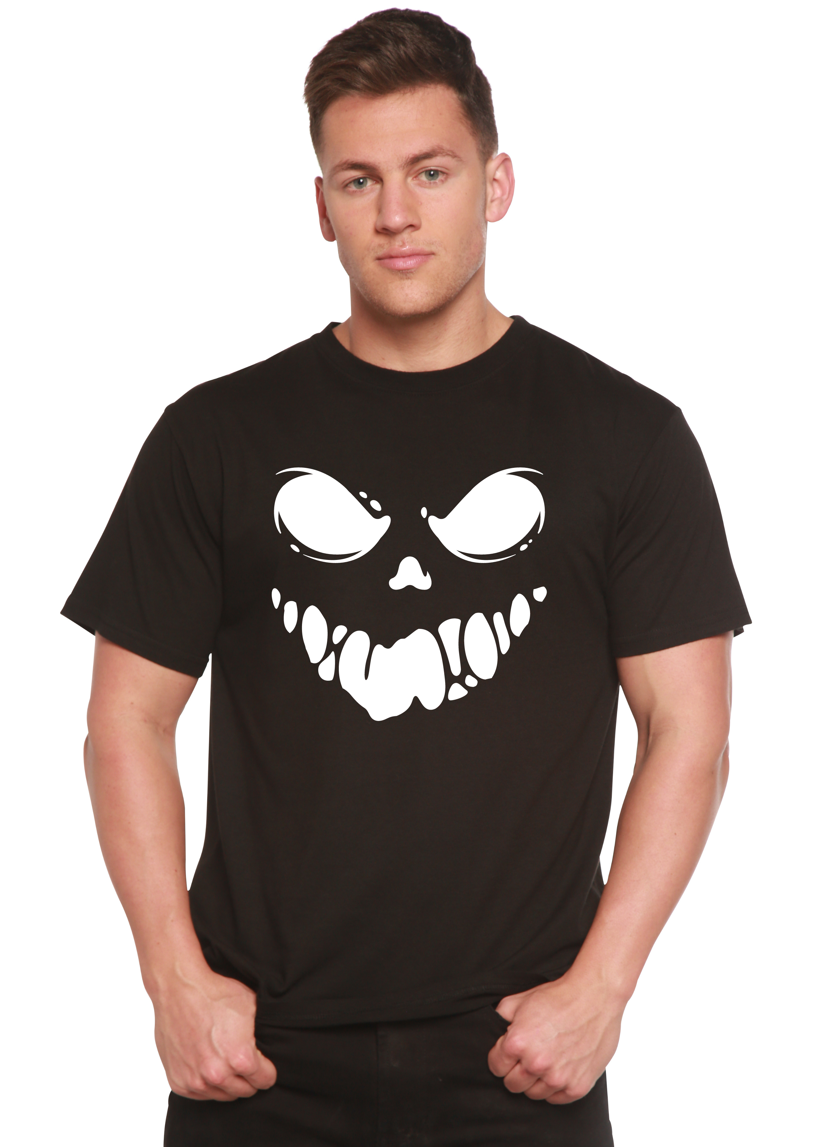 Camiseta gráfica de manga corta de bambú-viscosa/algodón orgánico "Halloween Boo" para hombre