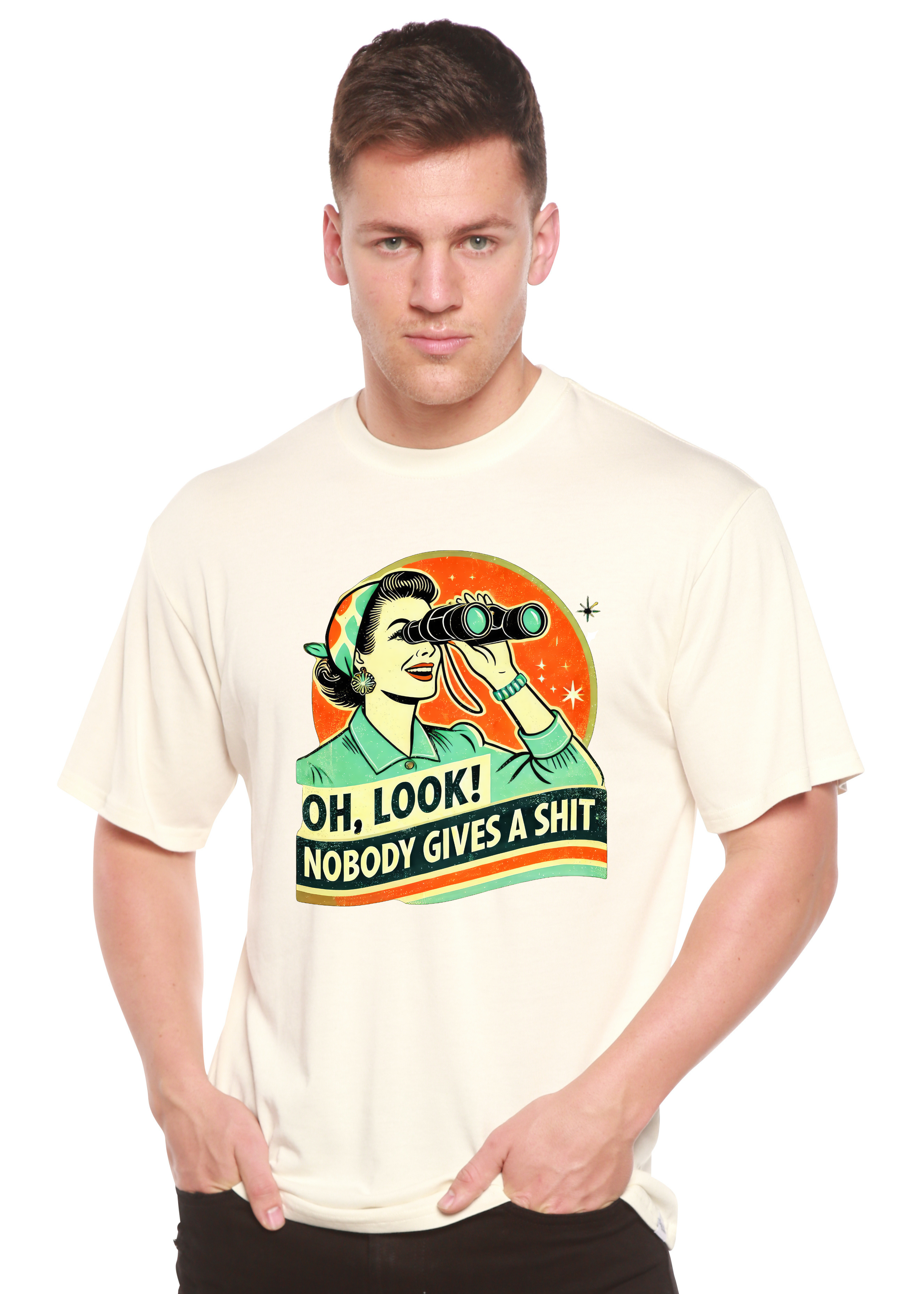Camiseta gráfica unisex divertida Retro Mujer de bambú/algodón