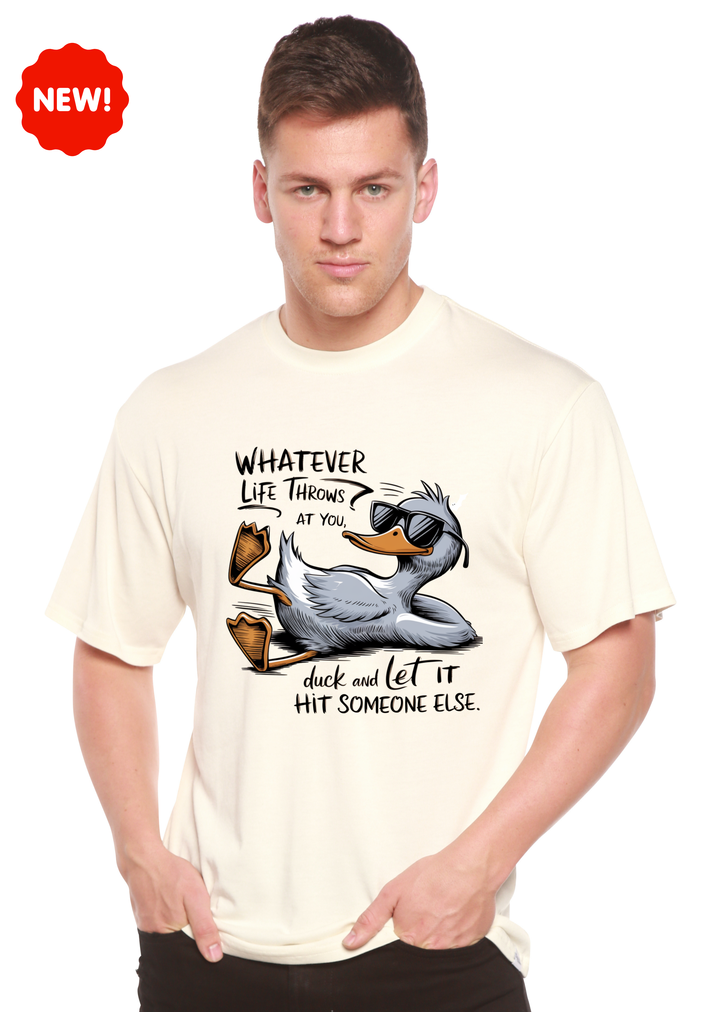 Camiseta gráfica unisex divertida de bambú/algodón "Lo que te depare la vida"