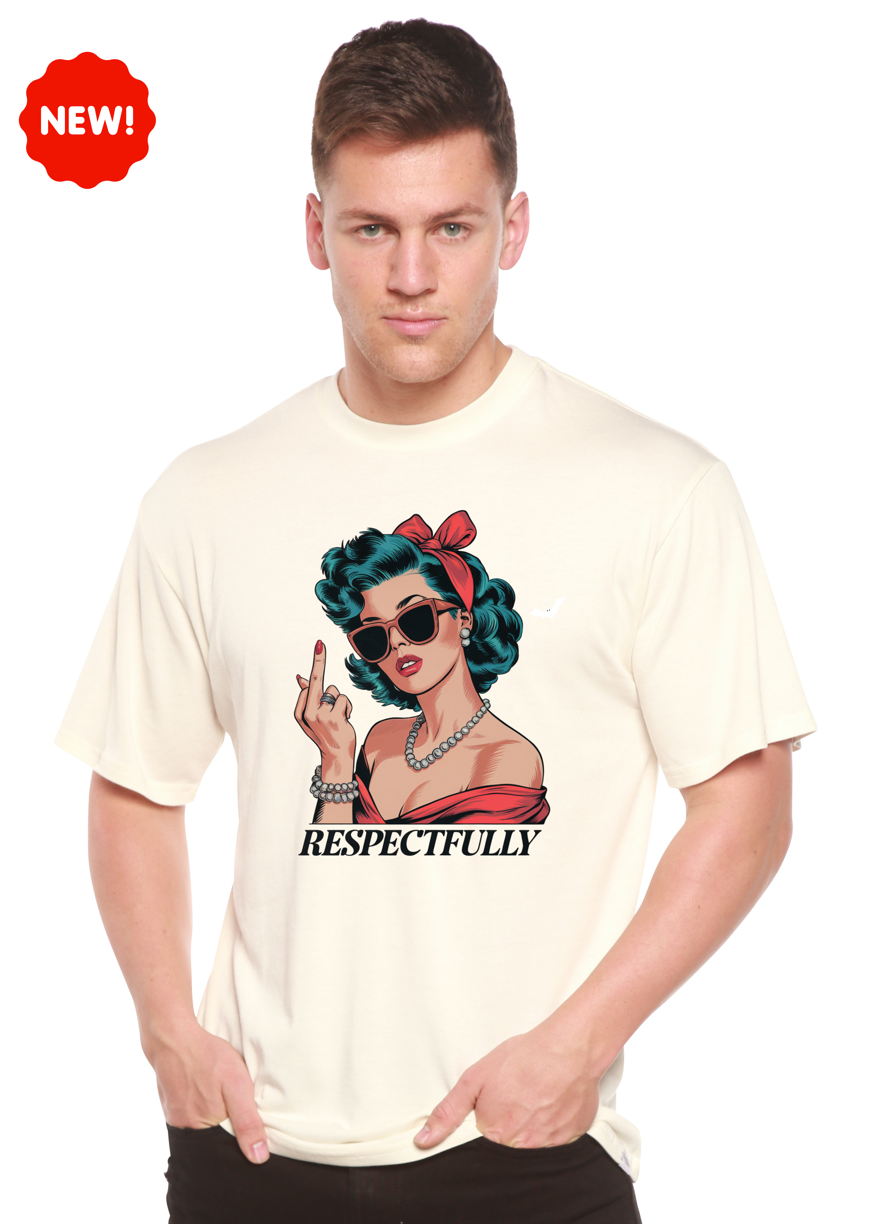 Camiseta gráfica unisex de bambú/algodón con "Respectfully Middle Finger"