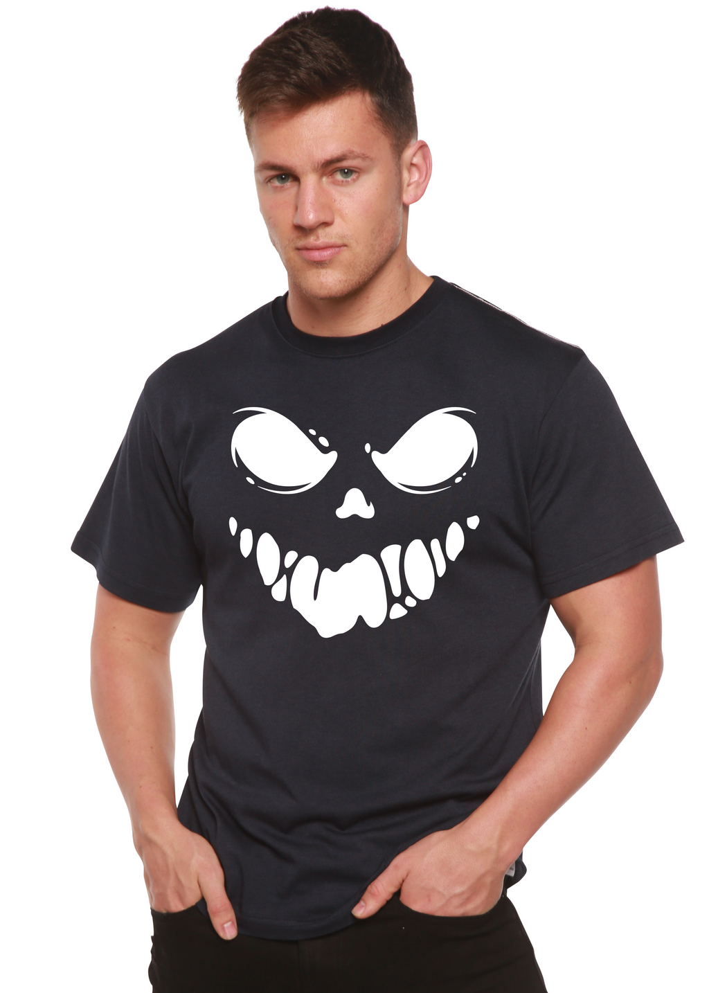 Camiseta gráfica de manga corta de bambú-viscosa/algodón orgánico "Halloween Boo" para hombre
