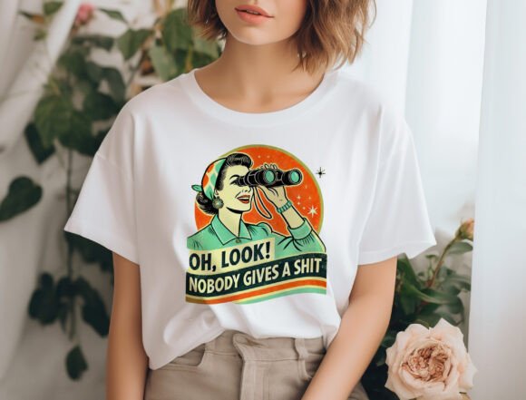 Camiseta gráfica unisex divertida Retro Mujer de bambú/algodón